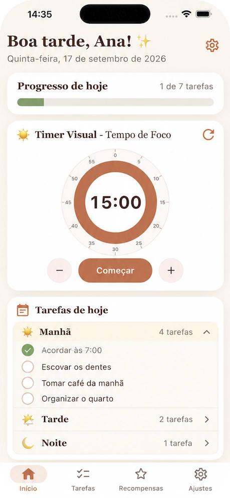 EDIFICAR Routine — interface em português em material promocional